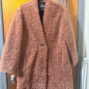 Zara Women's Warm Tan Teddy Jacket